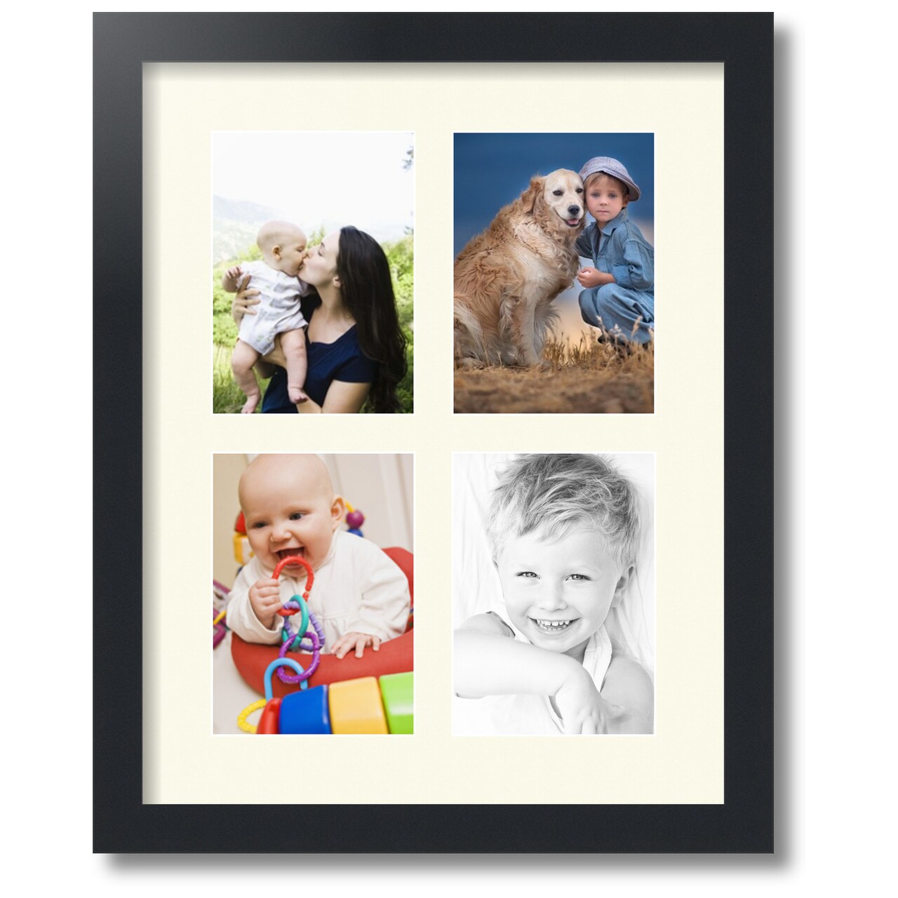 ArtToFrames Collage Photo Picture Frame with 4 - 5x7 inch Openings, Framed in Black with Over 62 Mat Color Options and Regular Glass (CSM-3926-3)